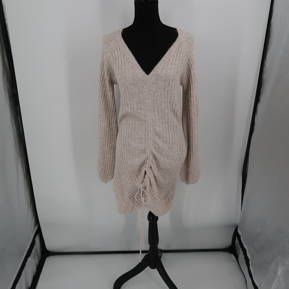 BB Dakota Steve Madden Beige Sweater Dress Cinched Front Size XL NWT